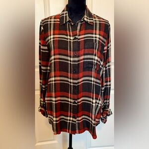 Burnt Orange and Black Plaid Shirt